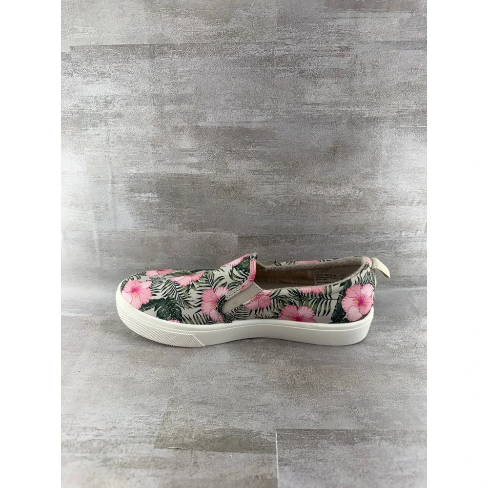 Skechers Women 155218 Tropical Hibiscus Floral Slip On Sneakers Pink White Sz 8